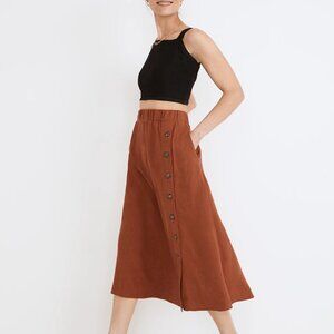 MADEWELL Rust Button-Down Linen Skirt